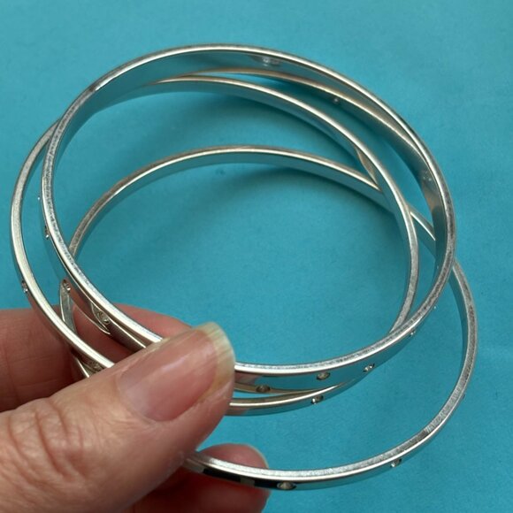 Swarovski Rhodium Crystal Bangle Bracelets - Picture 4 of 6